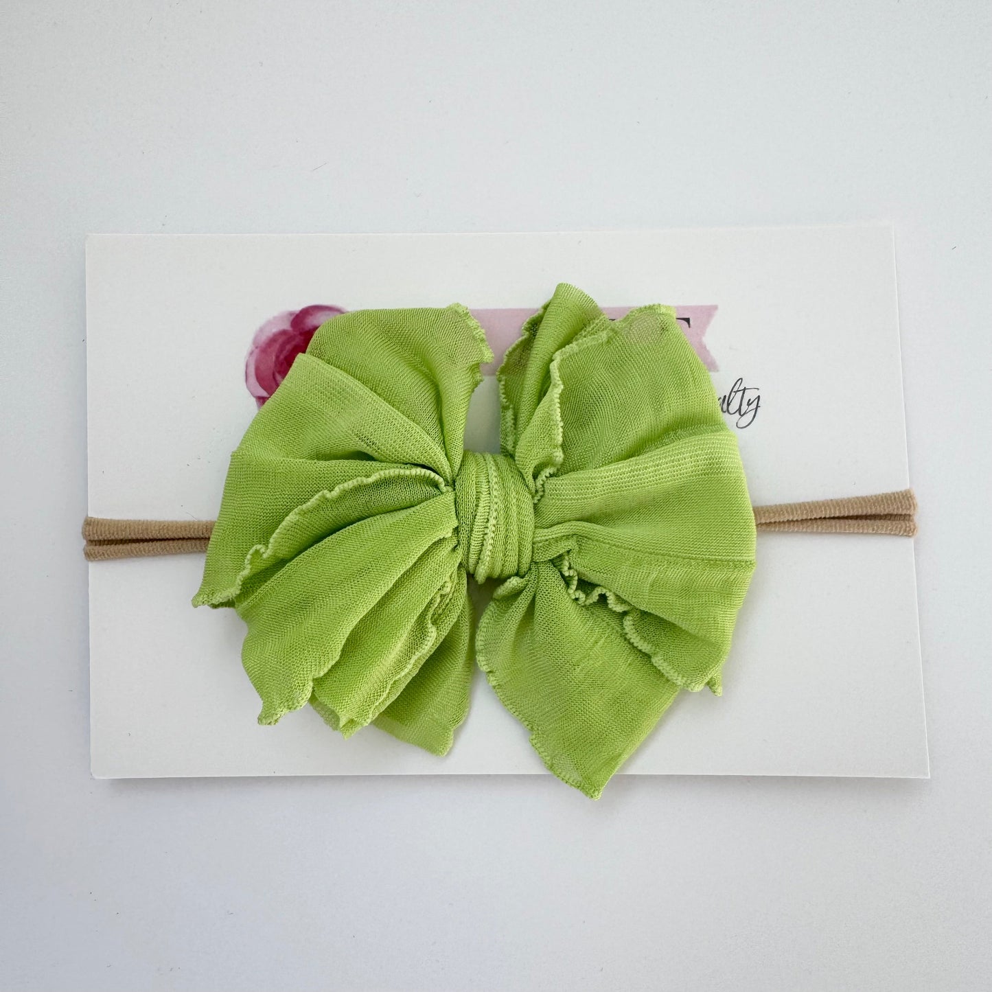 Lime | Skinny Mini Nylon Ruffled Baby Headband