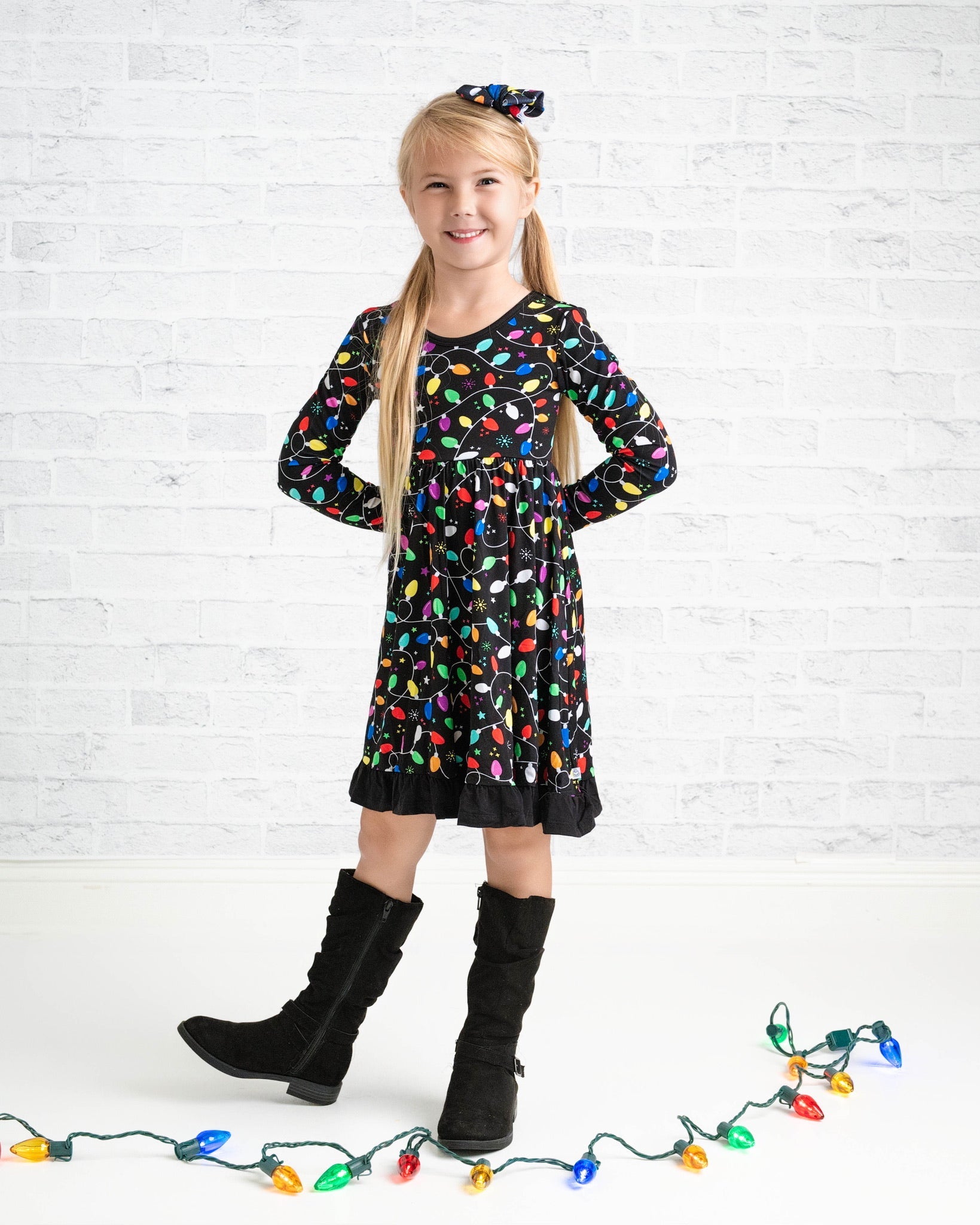 Bamboo Toddler Dress for Girls, Children & Kids | Holiday Lights 7/8 Bamboo Toddler Dress for Girls, Children & Kids | Holiday Lights 7/8