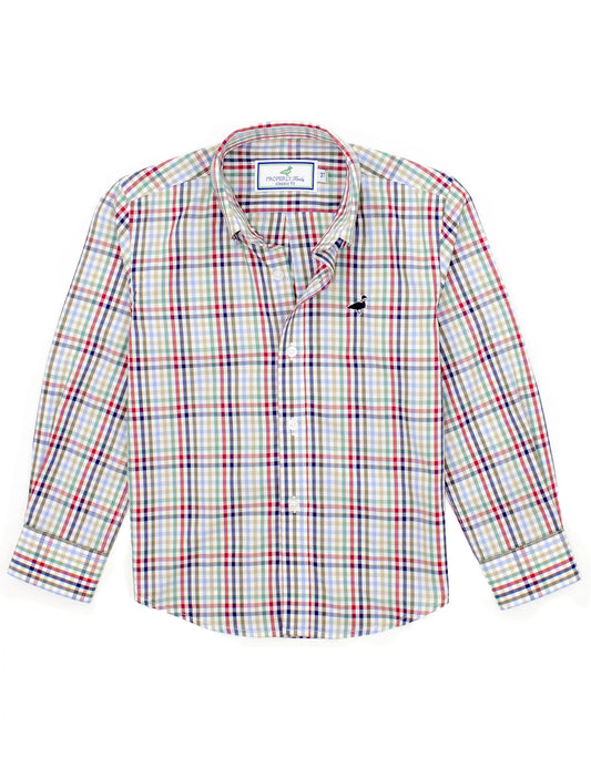 Boys Autumn Trail Sportshirt – Classic Plaid Long Sleeve Button Down for Fall