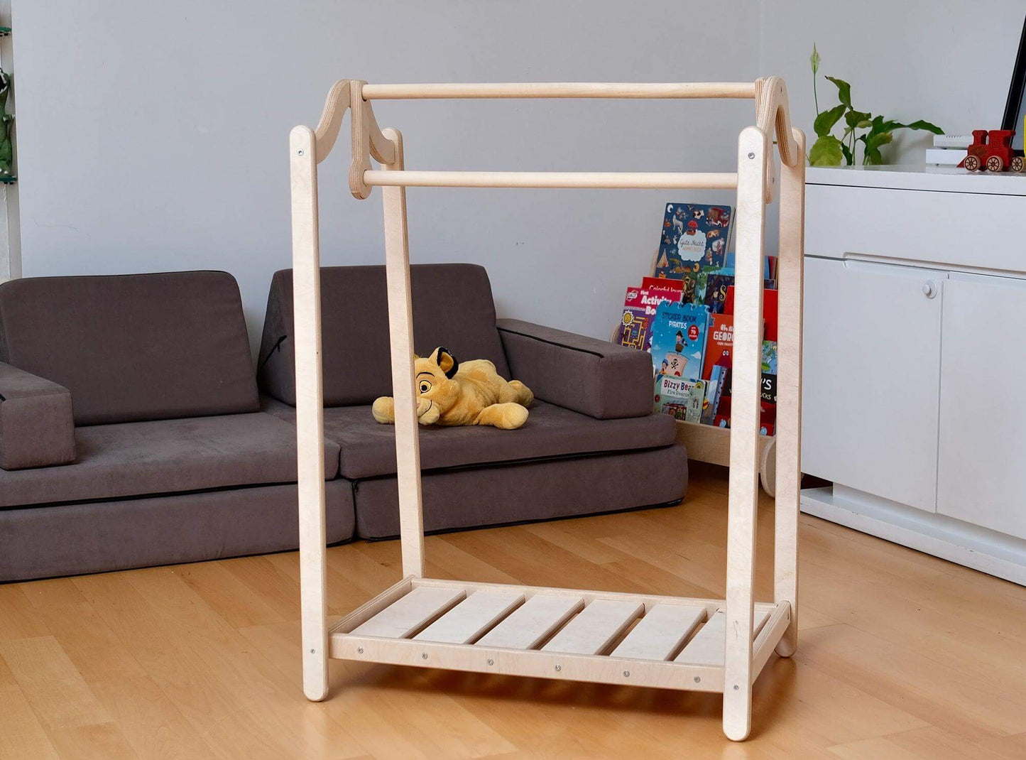 Montessori Wooden Wardrobe Set: Ideal Child Clothing Organizer