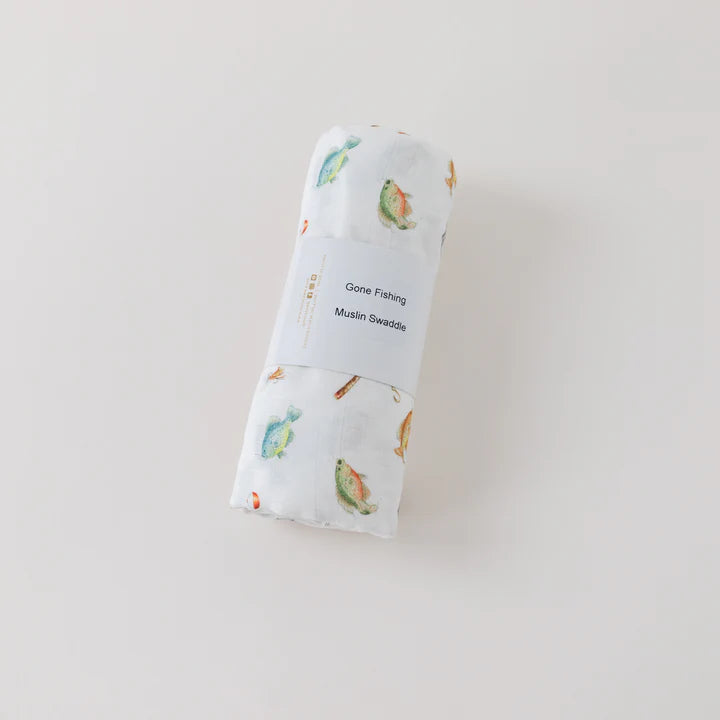 Gone Fishing Organic Muslin Blanket