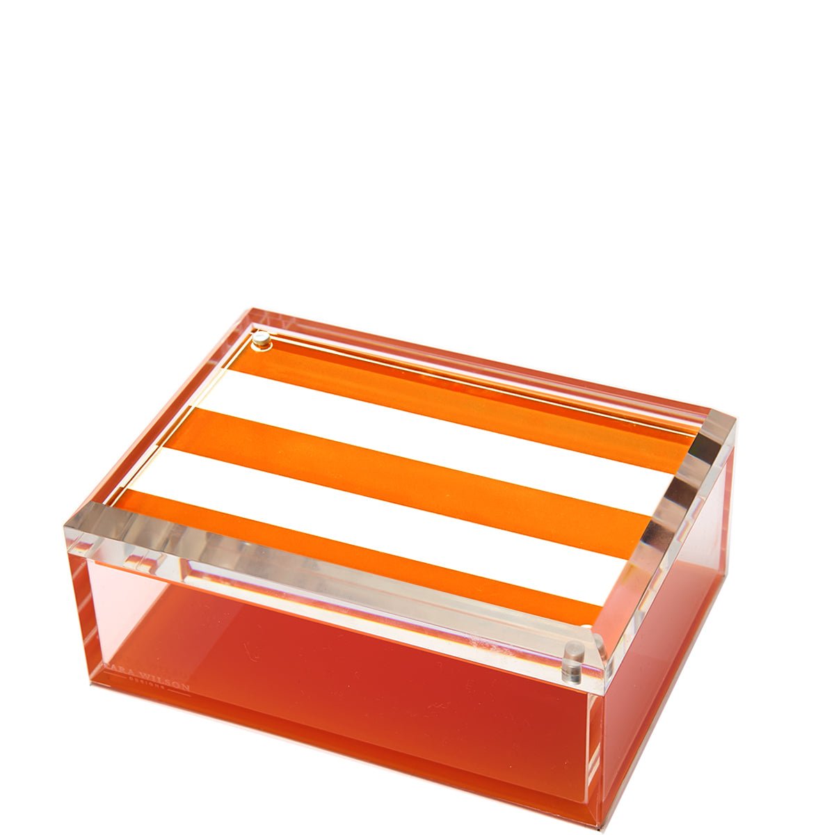 Orange & White Stripe Acrylic 5" x 7" Photo Box