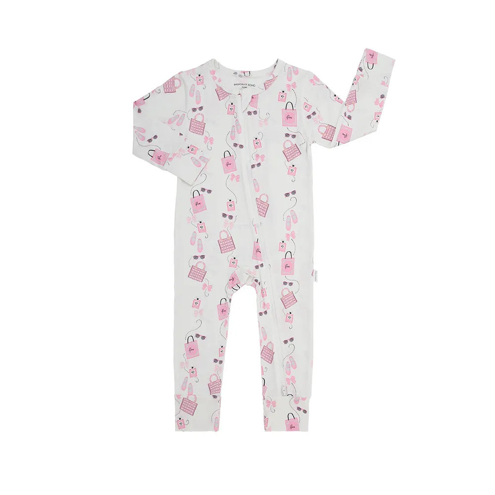 Paris in Pink Zippered Romper