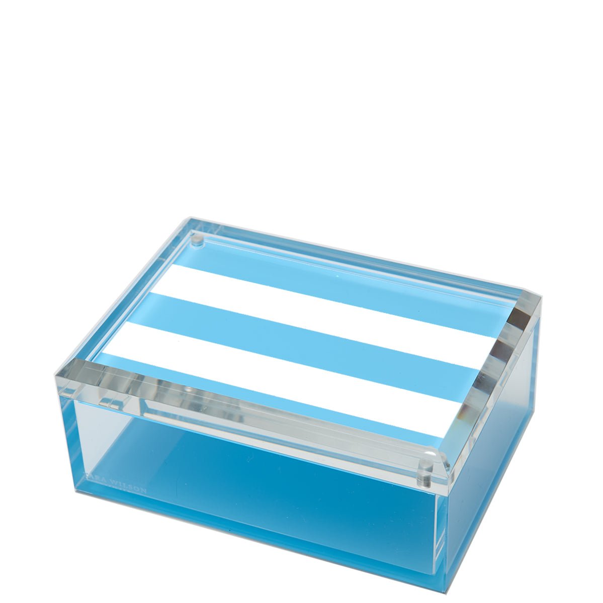 Pastel Blue & White Stripe Acrylic 5" x 7" Photo Box