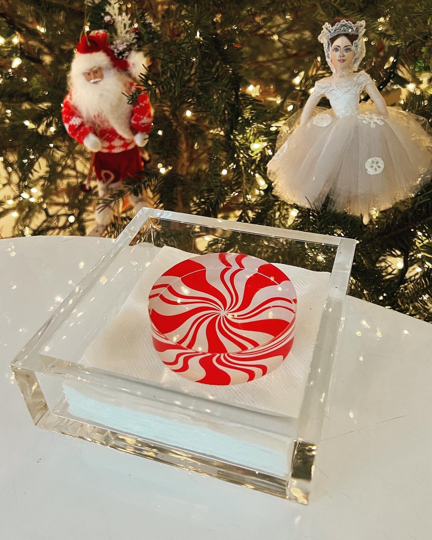 Peppermint Candy Acrylic Cocktail Napkin Holder