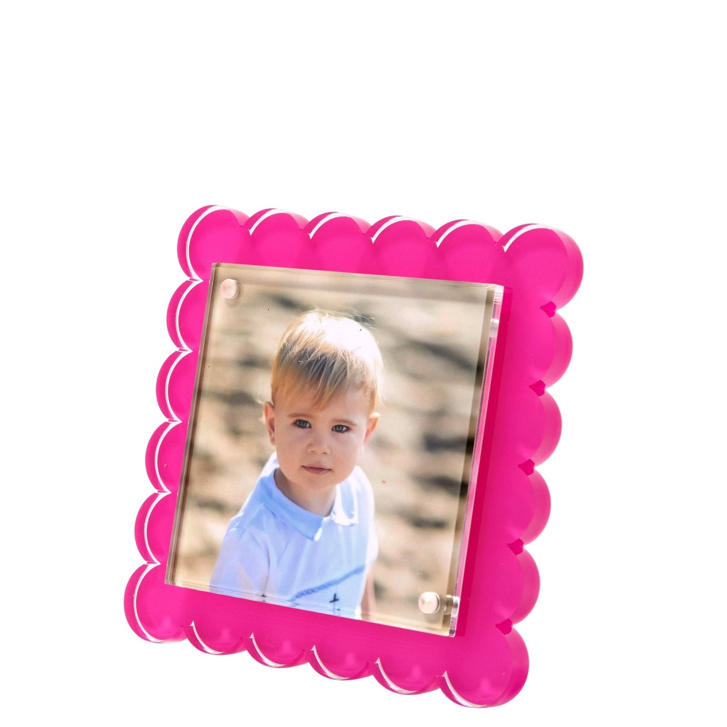 Pink Acrylic Square Scallop Frame