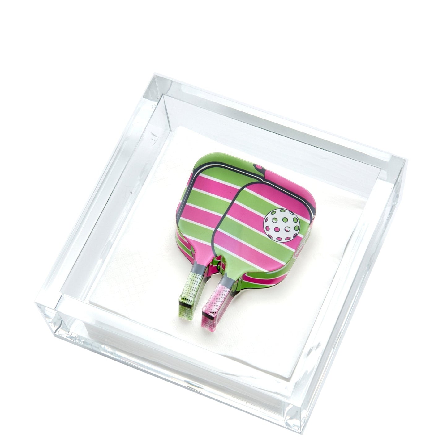 Pink & Green Pickleball Acrylic Cocktail Napkin Holder