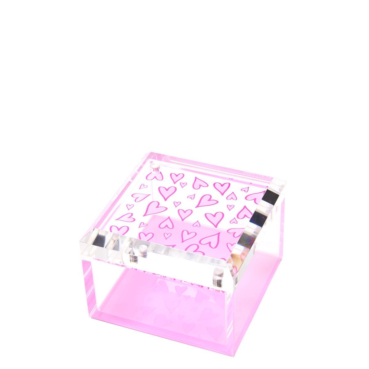 Pink Heart Acrylic 4" x 4" Photo Box