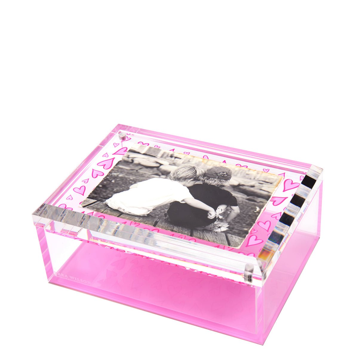 Pink Heart Acrylic 5" x 7" Photo Box