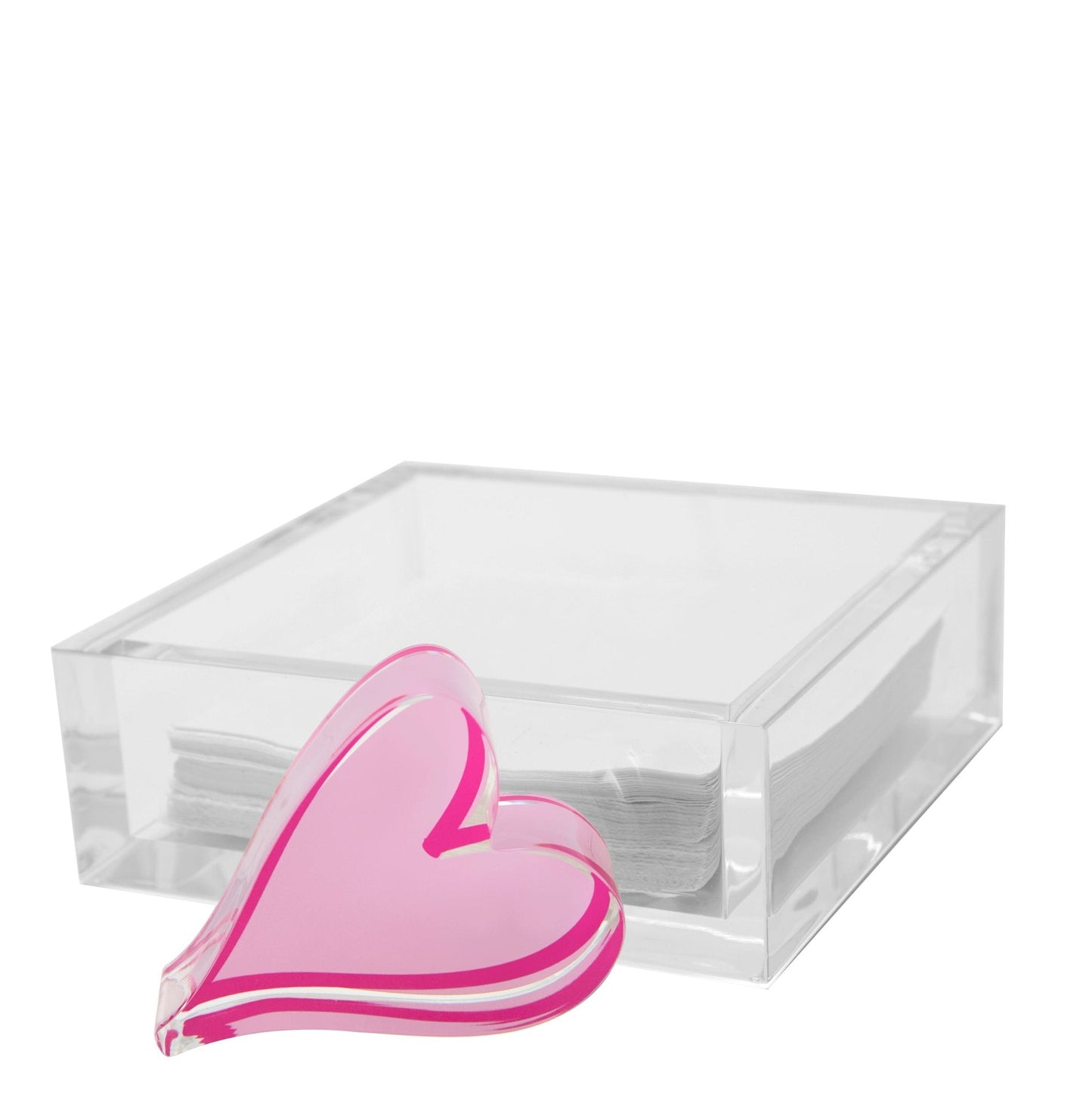 Pink Heart Acrylic Cocktail Napkin Holder