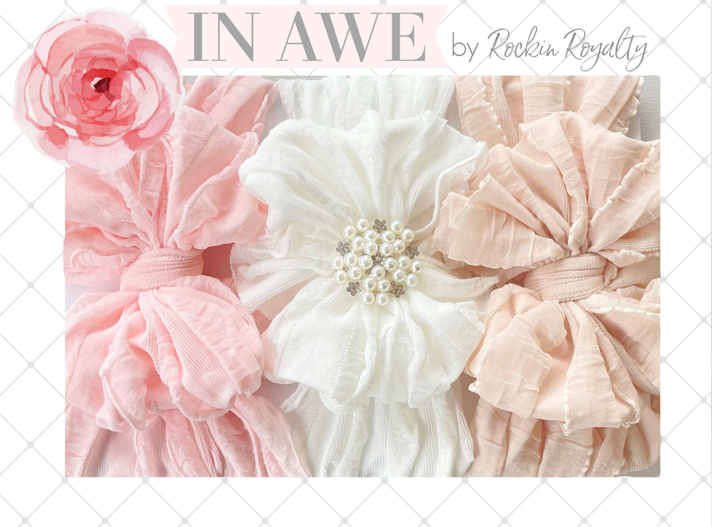 Pretty in Pearls | Signature Ruffled Baby Headband Set of 3