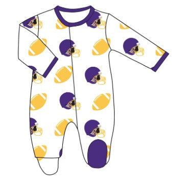 Football Fever Purple and Yellow Romper