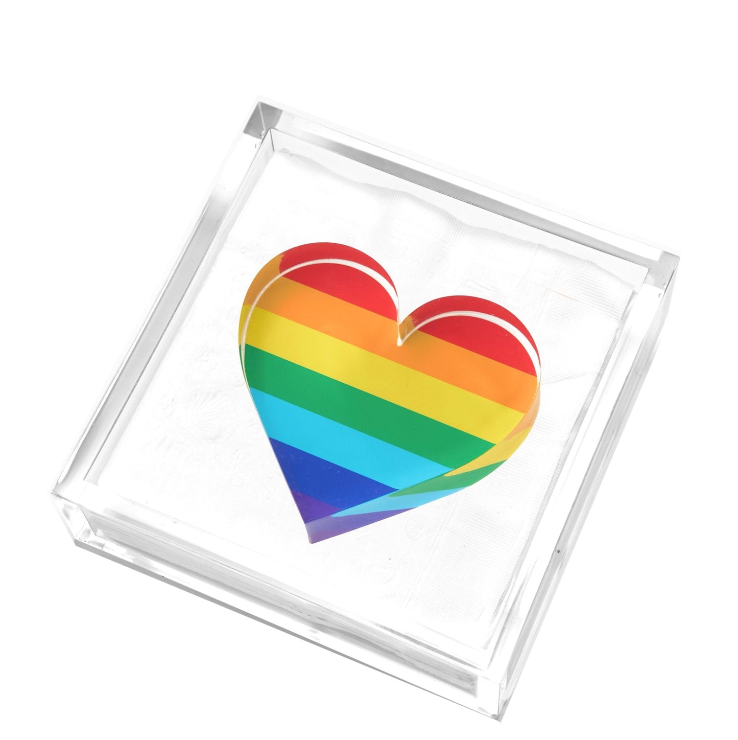 Rainbow Heart Acrylic Cocktail Napkin Holder