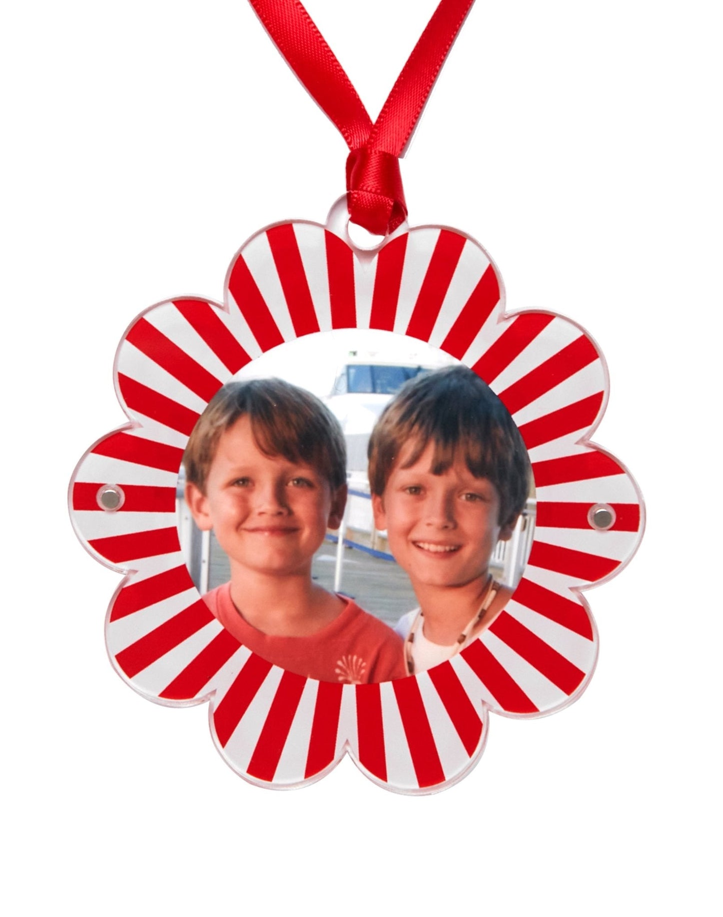 Red & White Acrylic Double-Sided Daisy Ornament