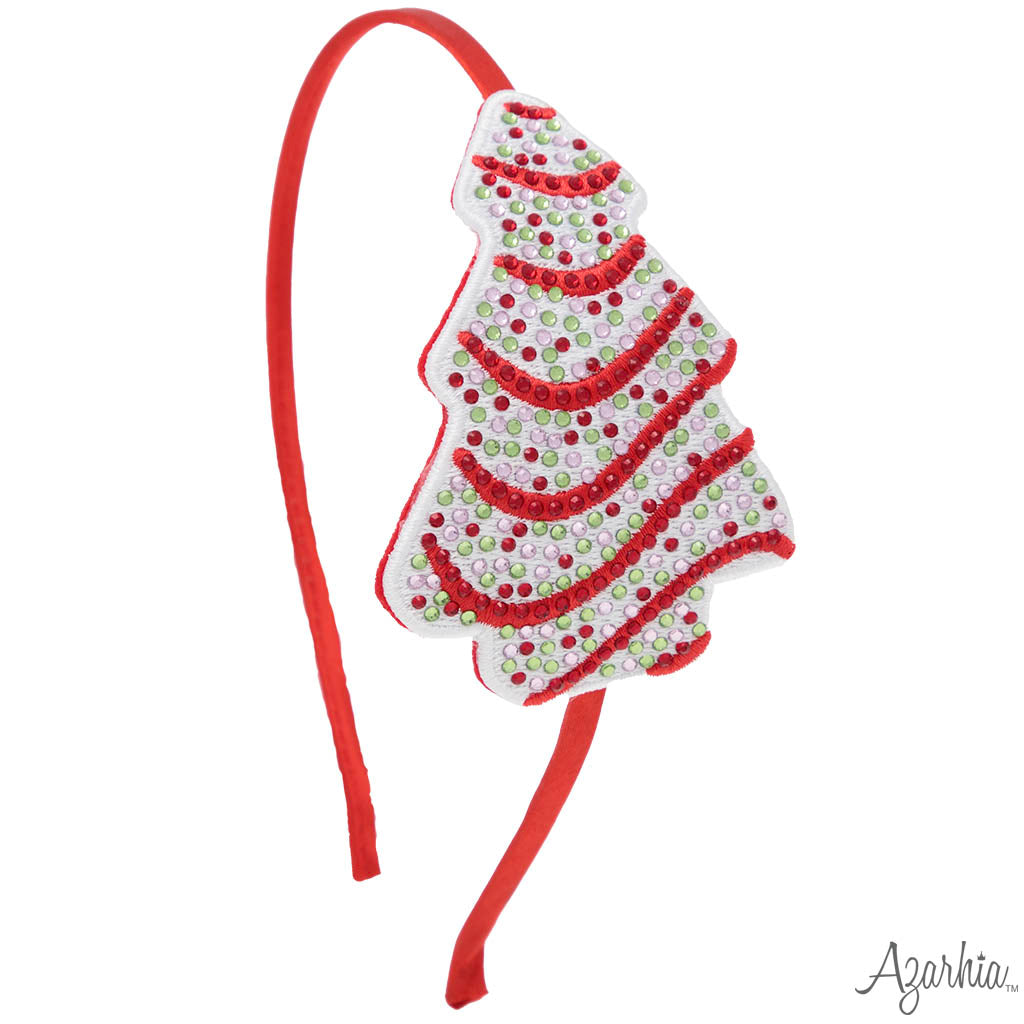 Confetti Cake Rhinestone Christmas Tree Headband – Holiday Hair Accessory for Girls