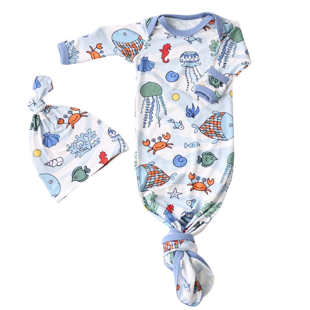 Sea Swirls Gown & Hat
