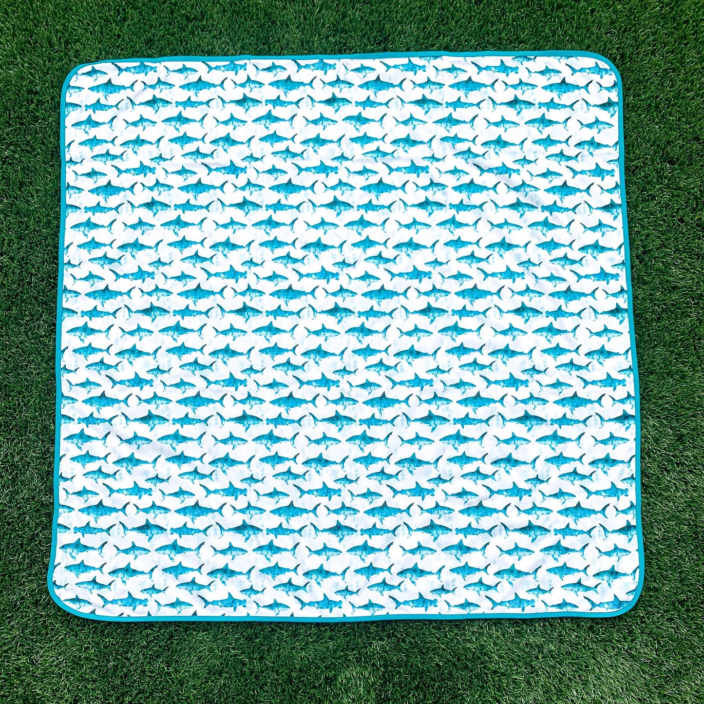 Shark Attack Splash Mat - A Waterproof Catch-All for Highchair Spills and More!