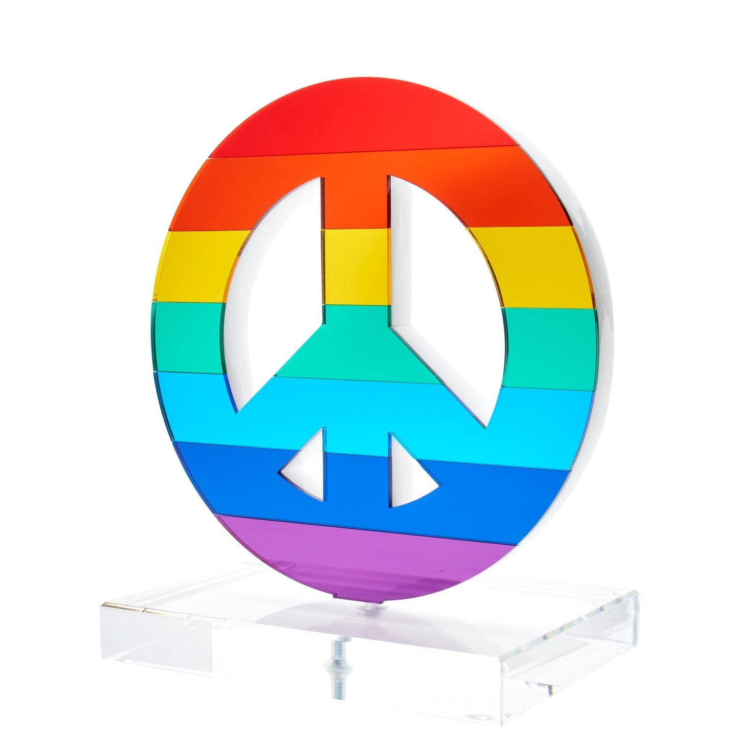 Mirrored Rainbow Acrylic Peace Sign Stand Alone
