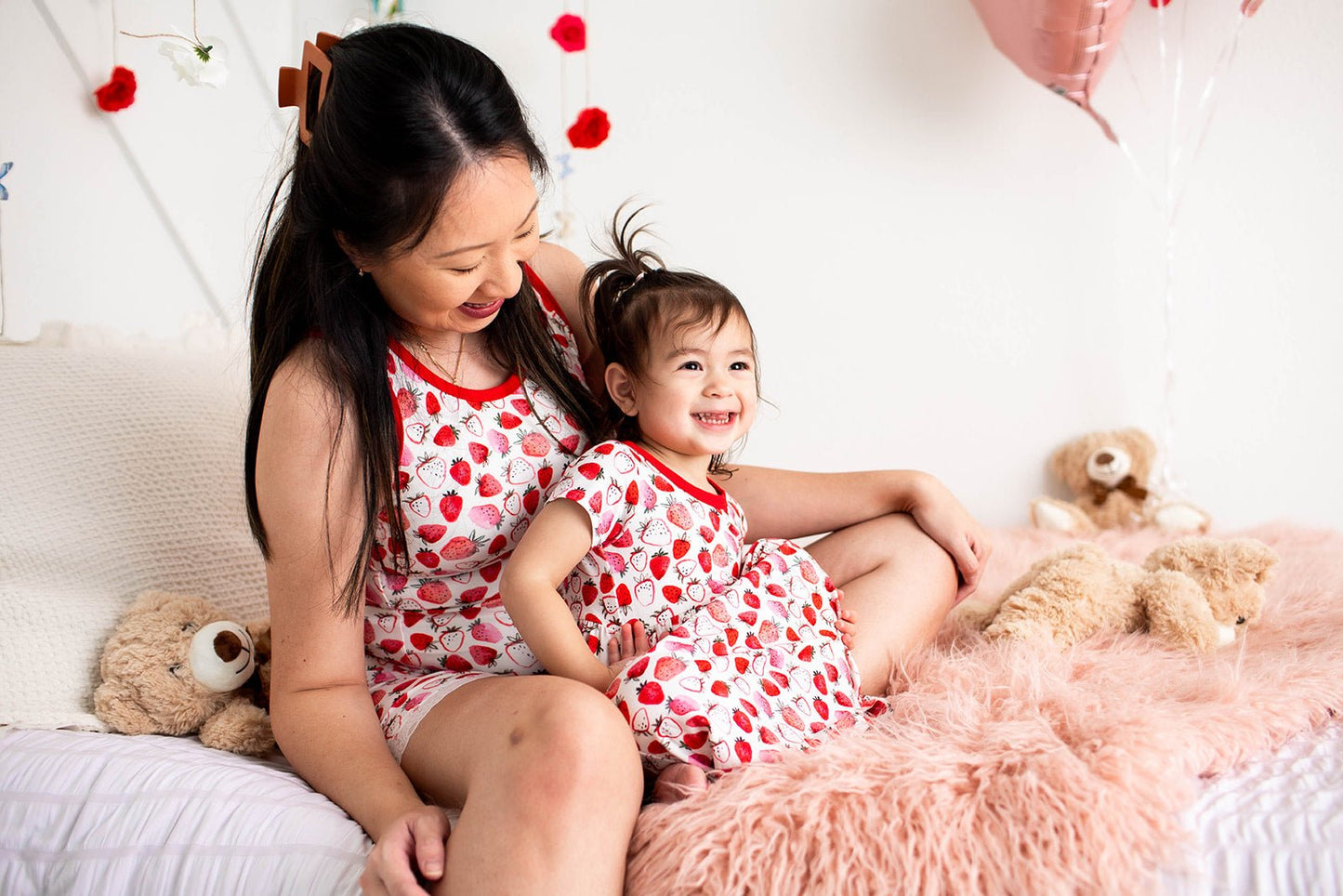Strawberry Fields Mom Shorts set