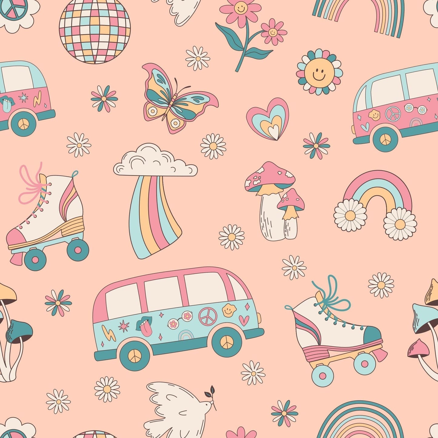 Retro Roller Skates Summer Pajama Set