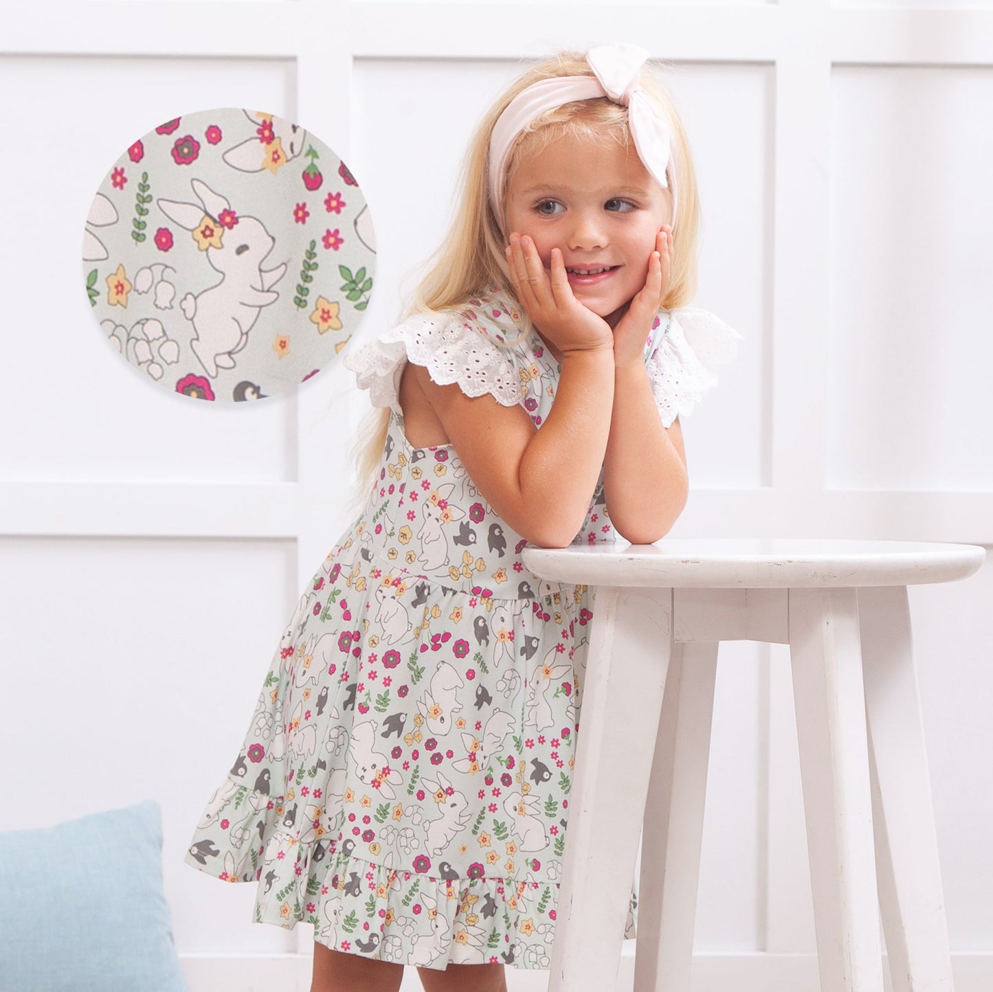 Bunny Garden Dress – Ruffle Hem Bamboo Dress