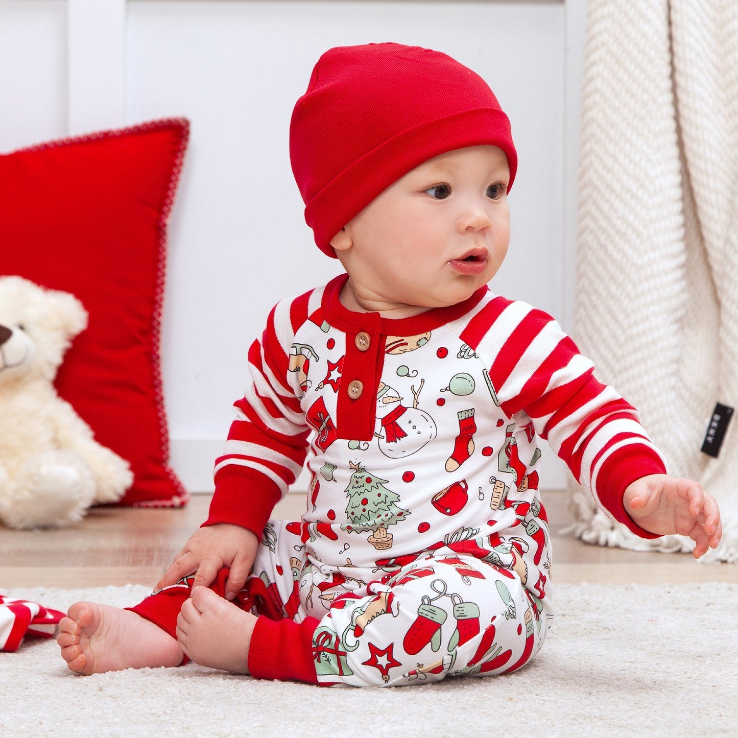 Christmas Bamboo Baby Henley Romper-Family Matching