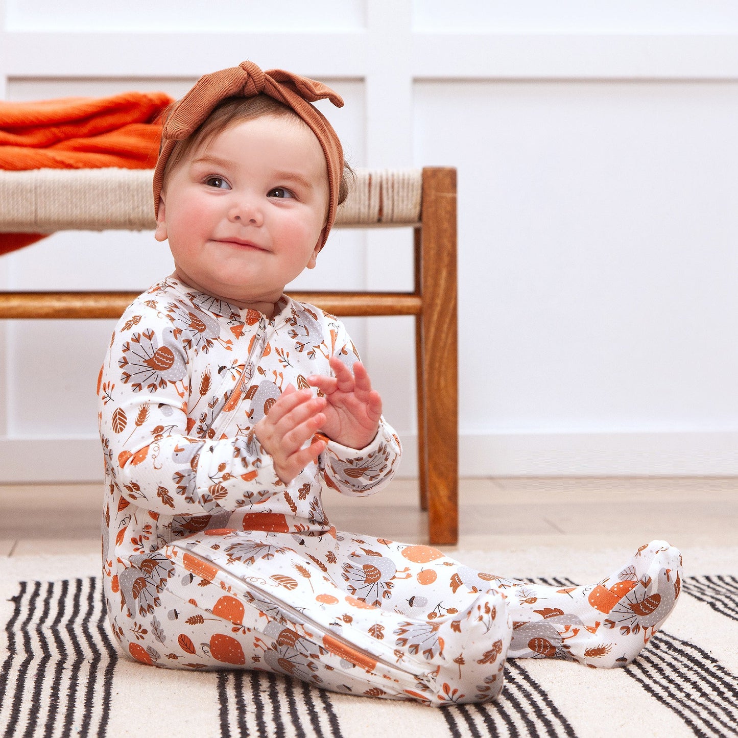 Thanksgiving Harvest Bamboo Zipper Romper