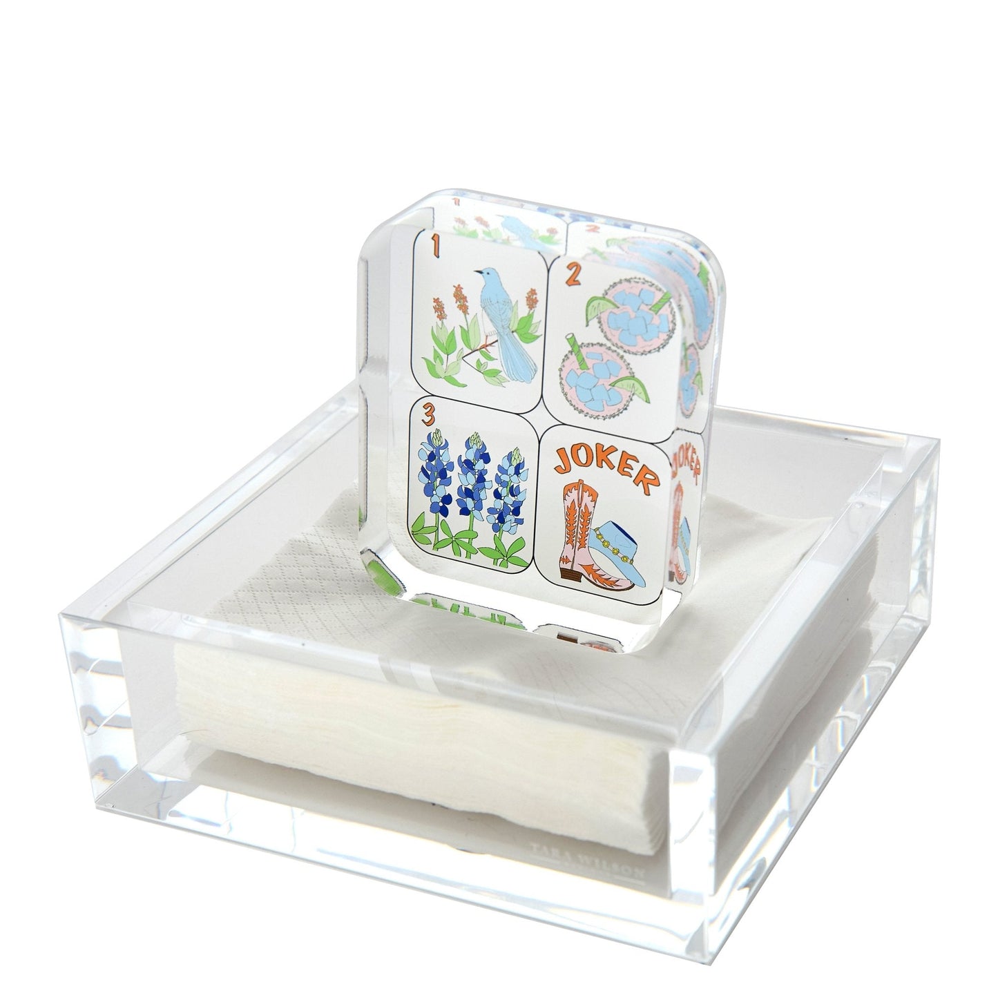 Texas Mahjong Tiles Acrylic Cocktail Napkin Holder