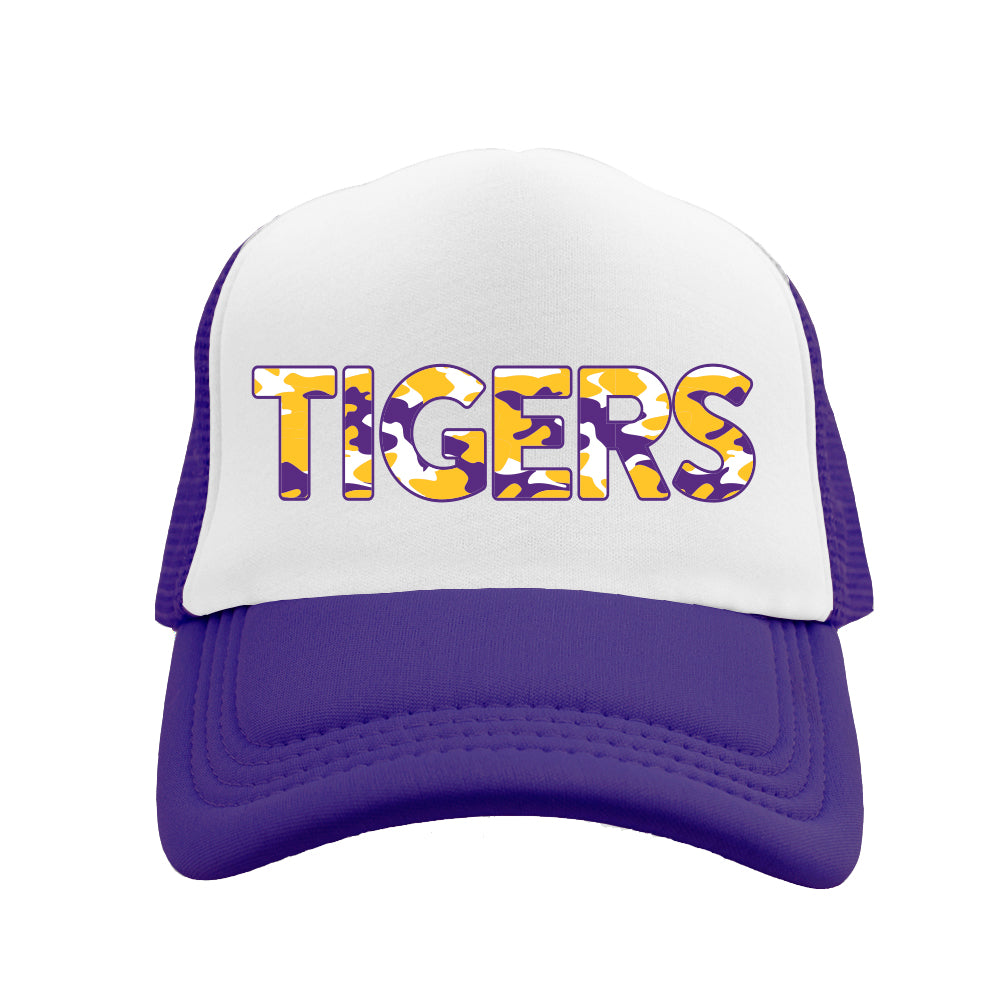Tigers Camo Trucker Hat – Purple & Gold Game Day Cap