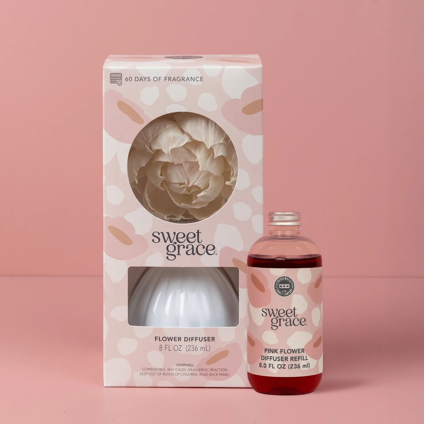 Bridgewater Sweet Grace Flower Diffuser 8 oz – Pink Blooming Home Fragrance