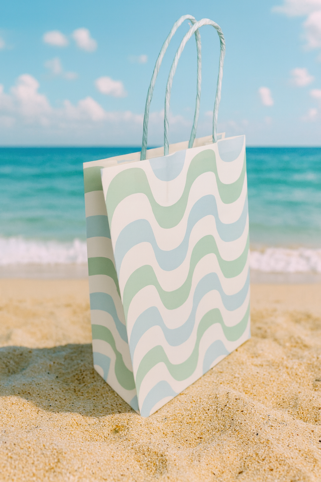 Blue & Mint Waves Party Favor Bags (Set of 8)