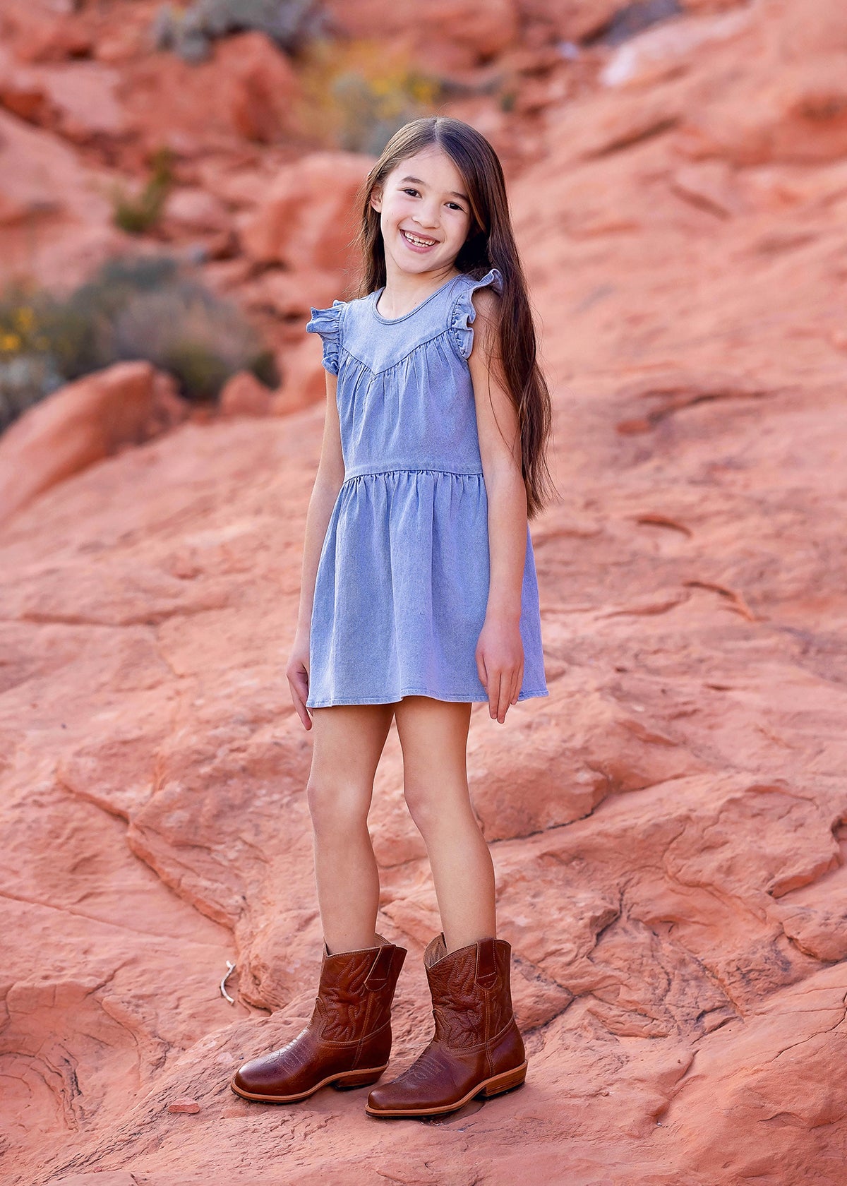SUNSET FIELDS DENIM DRESS