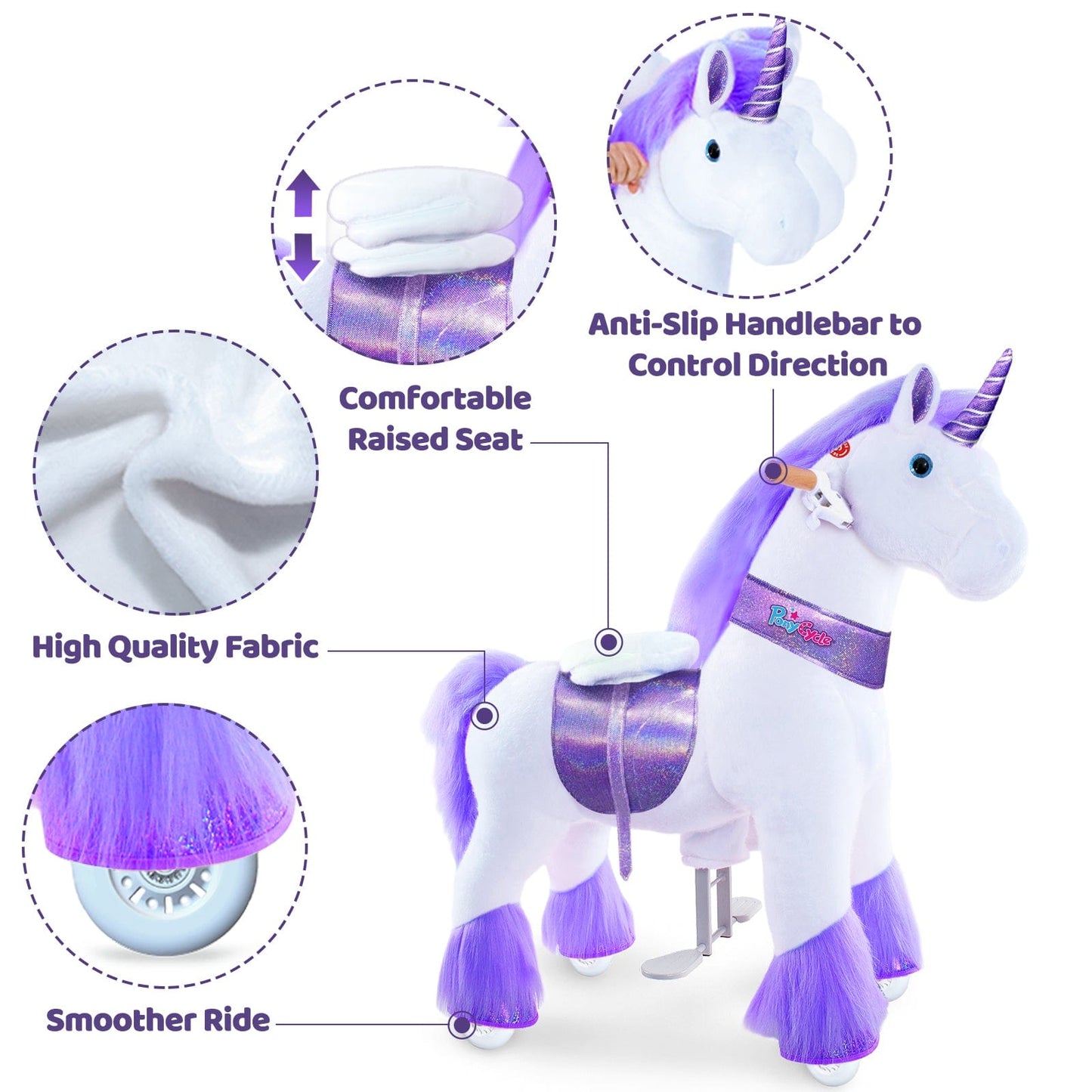 Model U Ride-On Unicorn Age 4-7 Purple