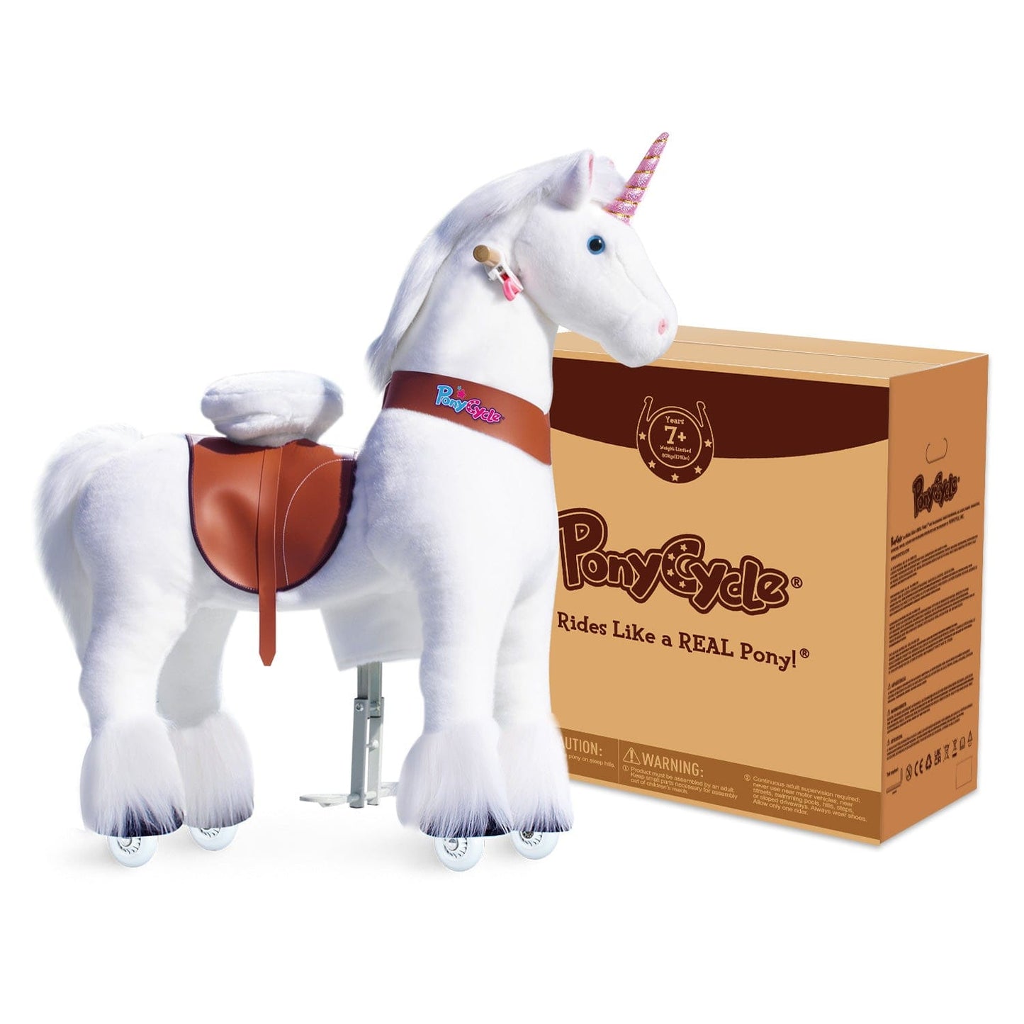 PonyCycle Unicorn Large Riding Unicorn White