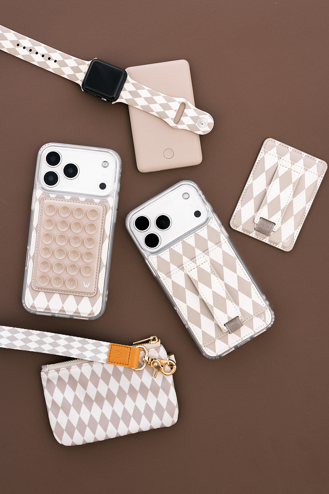 Diamond Latte Zipper Pouch