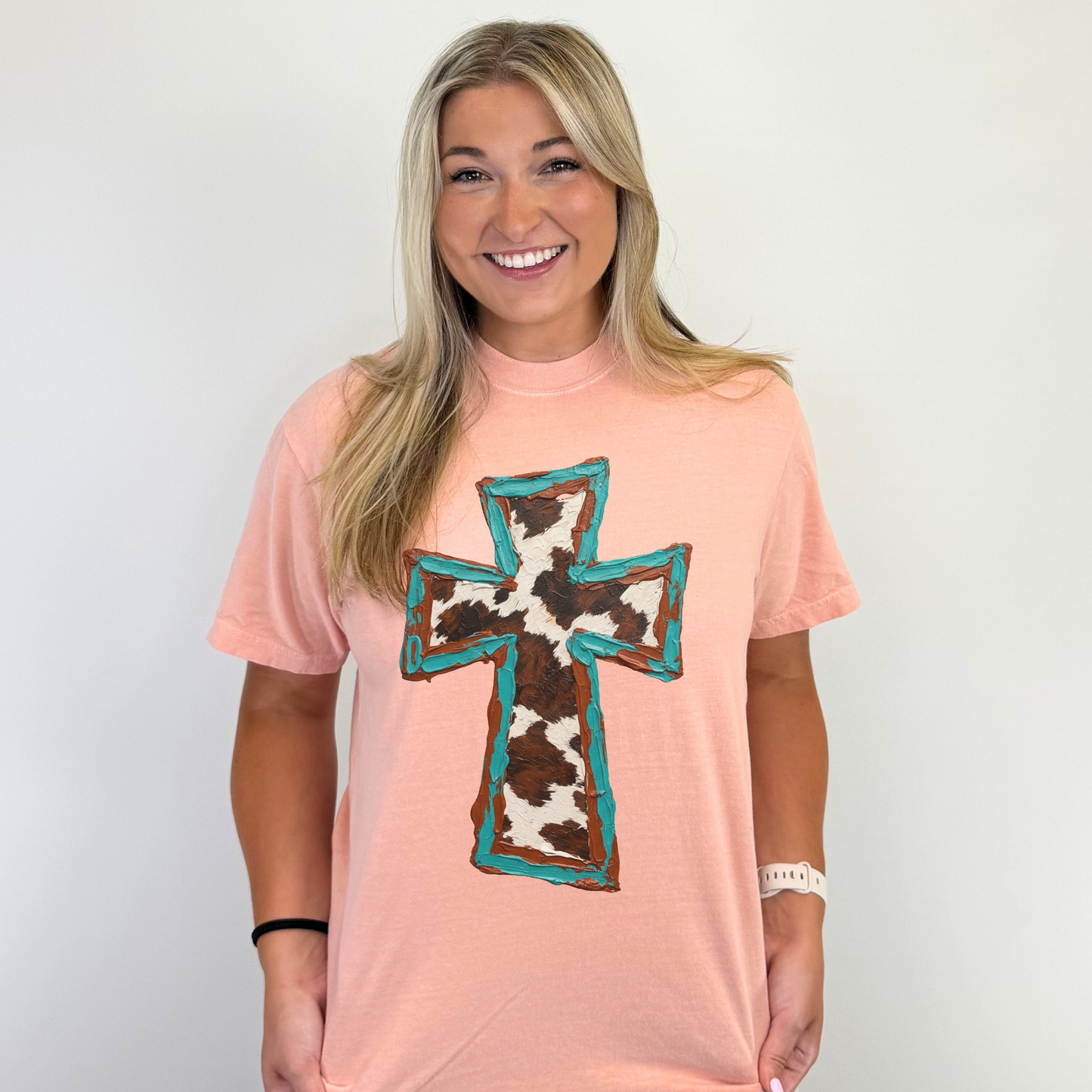 *Cow Print Cross Tee