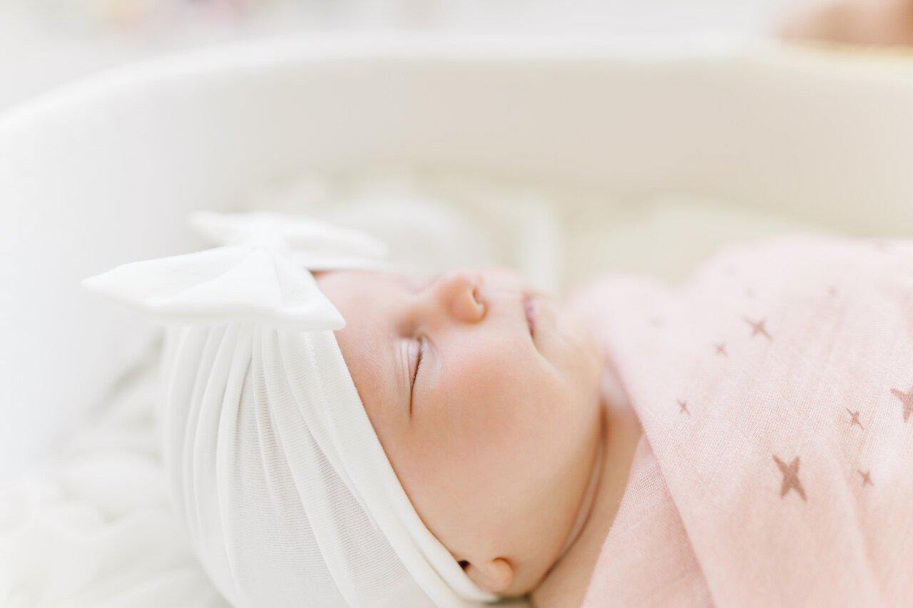 Baby Bow Turban Hat - Solid White
