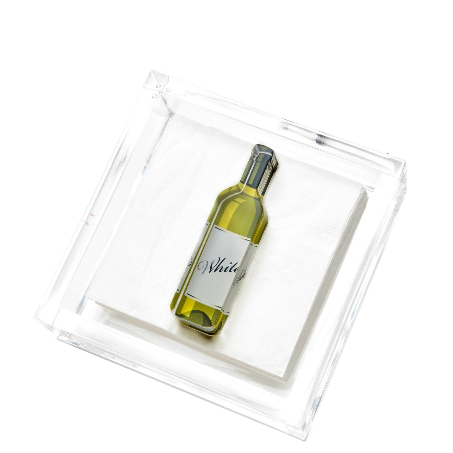 White Wine Bottle Acrylic Cocktail Napkin Holder