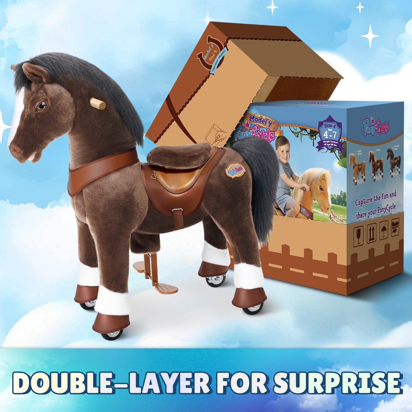 Model Y® Chocolate Brown Horse Rideable Toy for Age 4-7