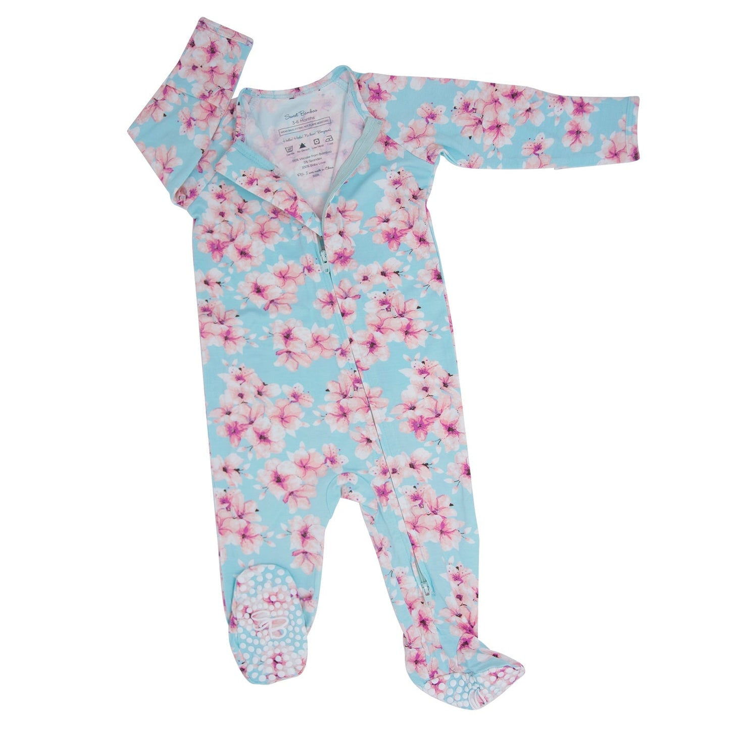 Pretty Pink Floral Zipper Footie