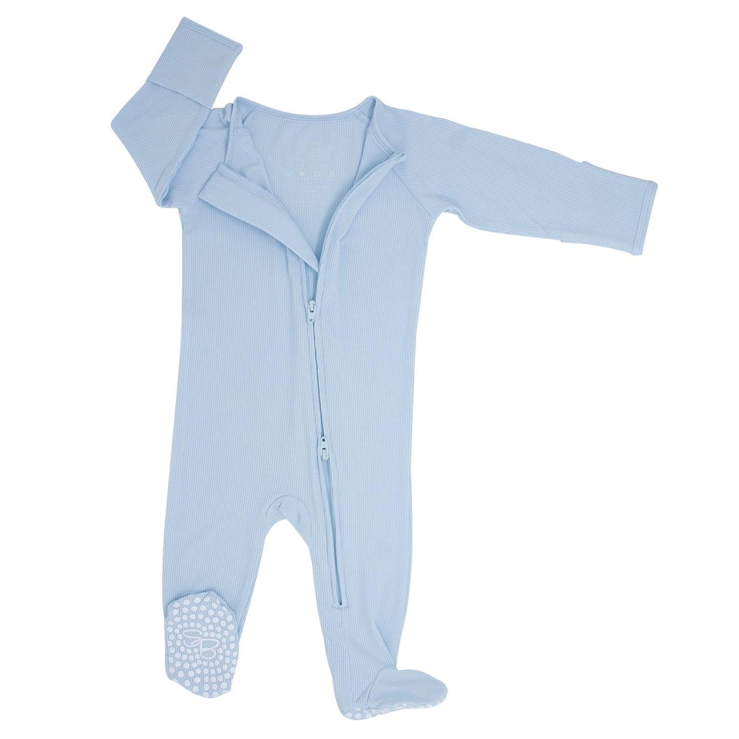Zipper Footie Bashful Blue Rib