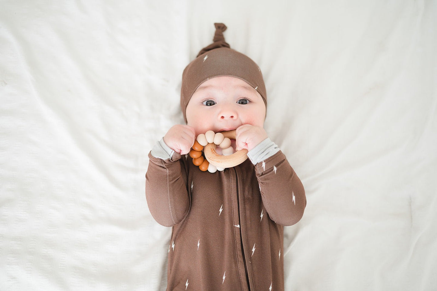 Brown Lightning Baby Pajamas | Zipper Romper