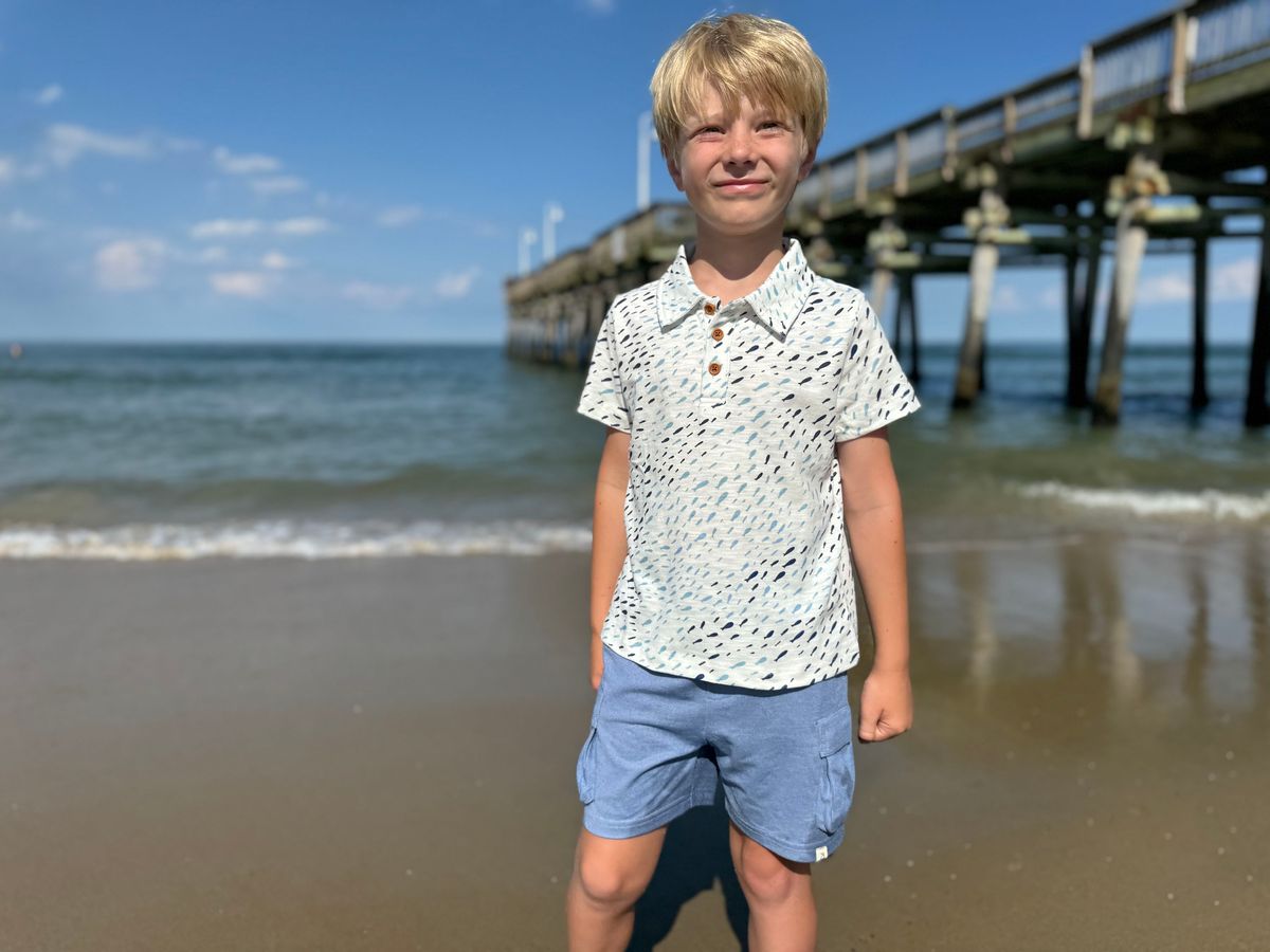 STARBOARD Printed Polo-Blue Fish
