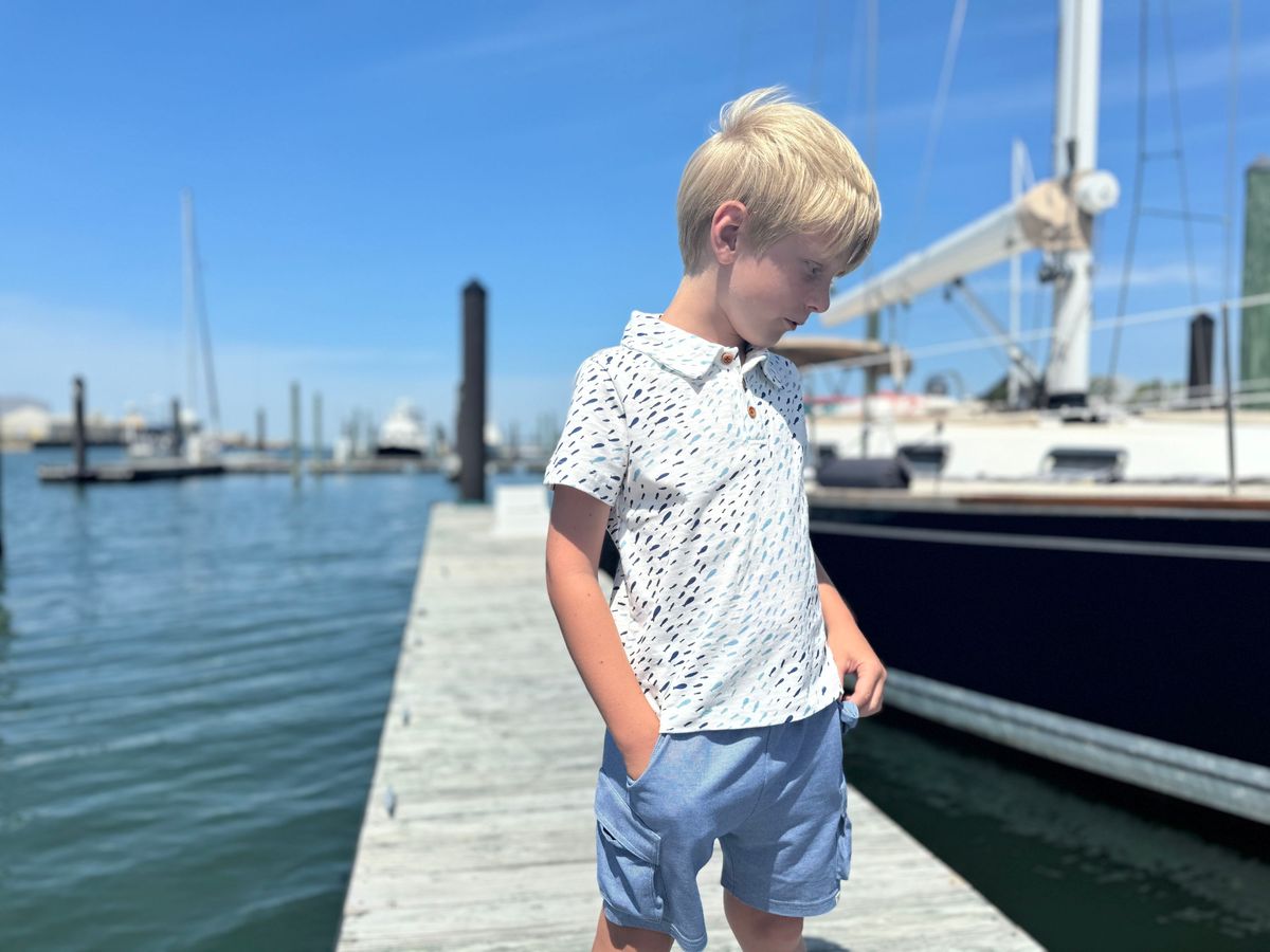 STARBOARD Printed Polo-Blue Fish