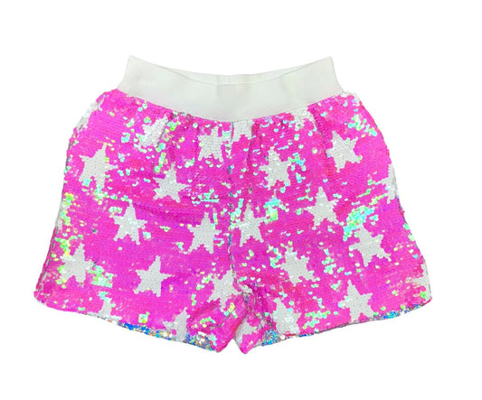 SEQUIN STAR SHORTS-PINK