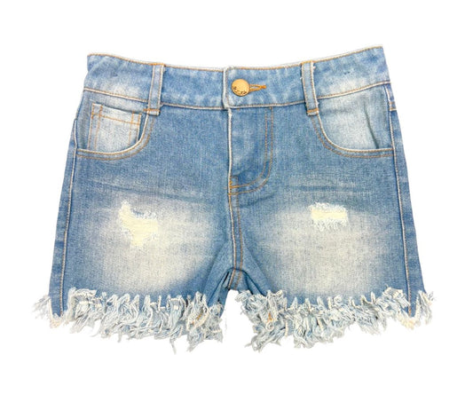 FRAYED HEM DENIM SHORTS
