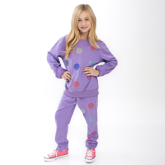 Sequin Smiles Set – Sweatshirt & Pull-On Jogger with Pockets