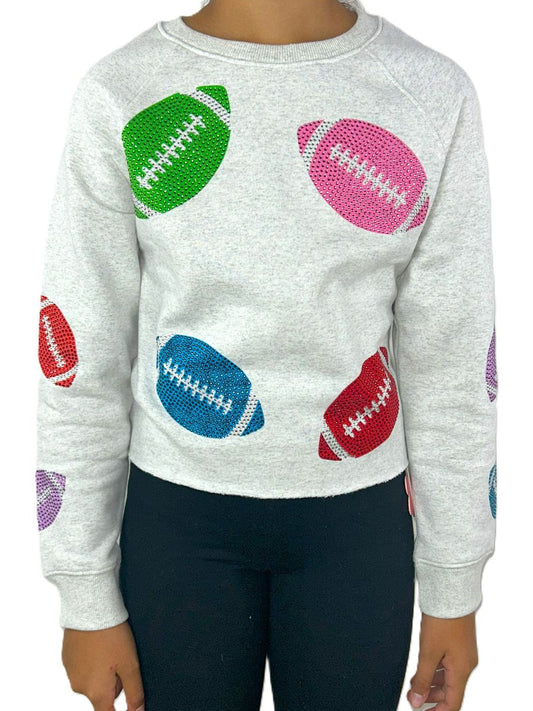 Rhinestone Footballs Fleece Sweatshirt