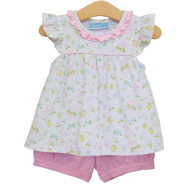 Cottontail Garden Banded Short Set – Girls Easter Outfit