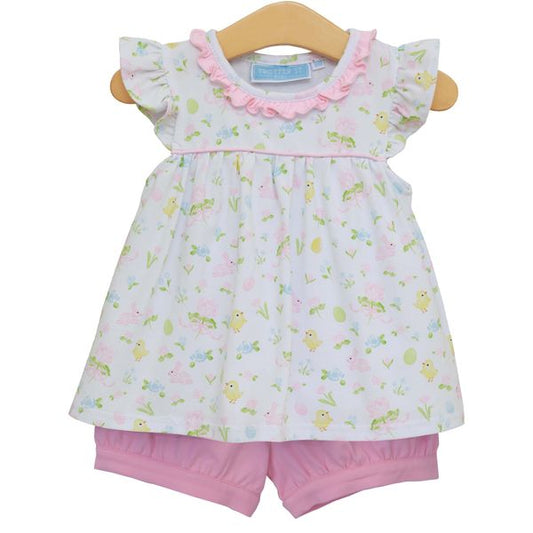 Cottontail Garden Banded Short Set – Girls Easter Outfit